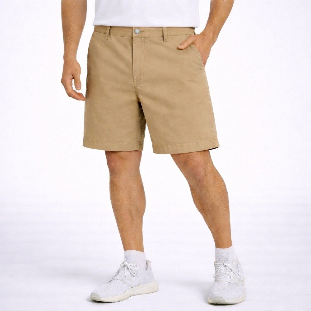 Lacoste Chino Shorts Mens 38 Tan Khaki Cotton Twill Flat‎ Front Casual Summer